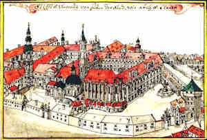 Stift S. Vincenty von Seiten der Stadt wie aus S. Claren - Klasztor w. Wincentego, widok od strony miasta z lotu ptaka